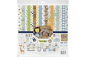 Echo Park Paper Company Premium Baby Boy Paper Scrapbooking Kit, Blue, Green, Yellow 12x12