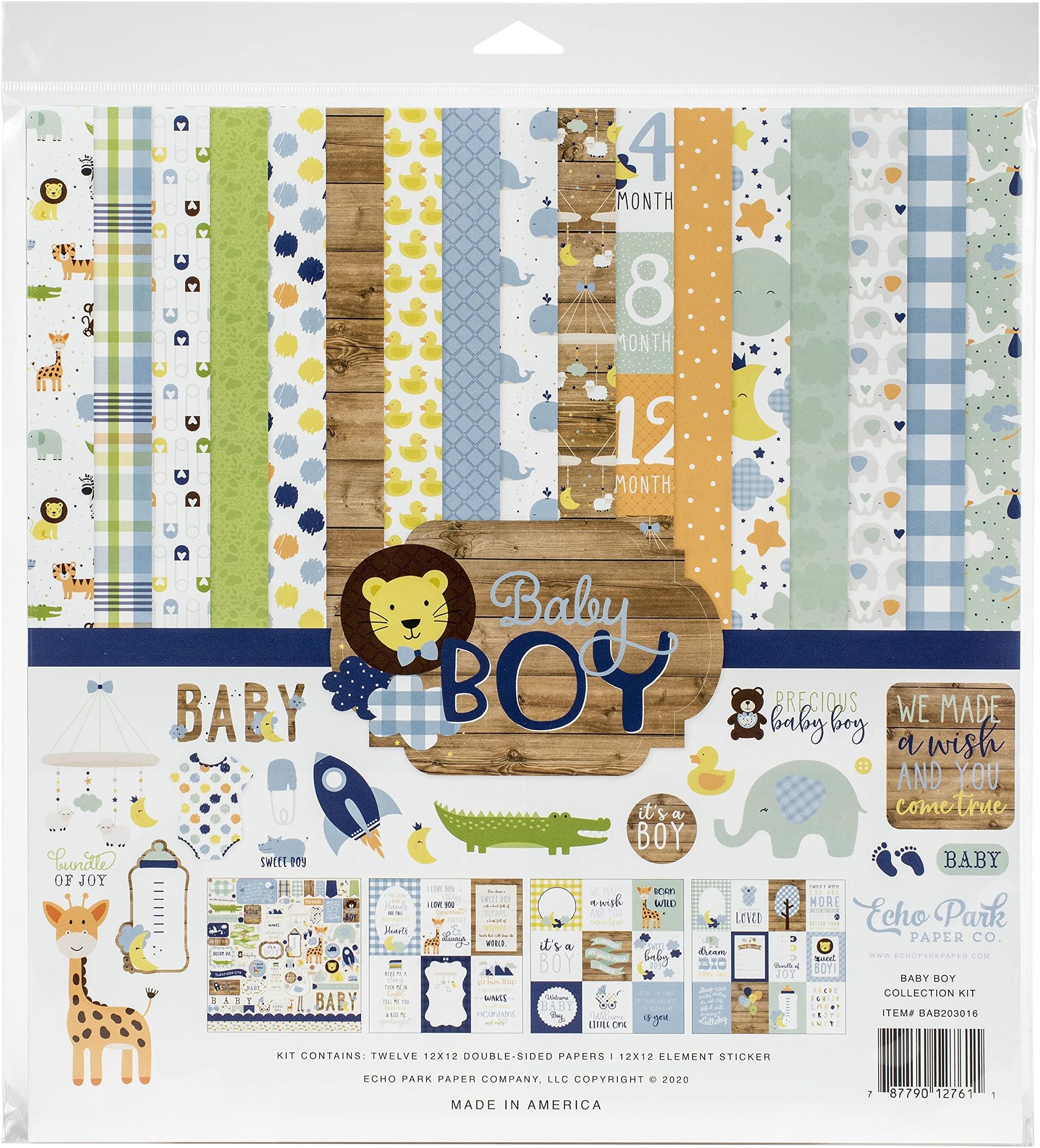 Company Baby Boy Collection Kit paper, blue, green, mint, yellow 12-x-12-Inch