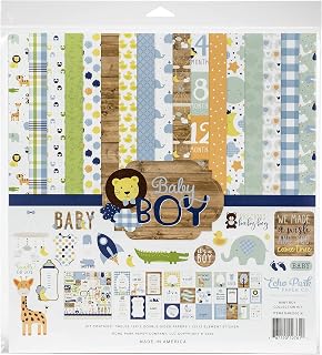 Echo Park Paper Company Baby Boy Collection Kit paper, blue, green, mint, yellow 12-x-12-Inch