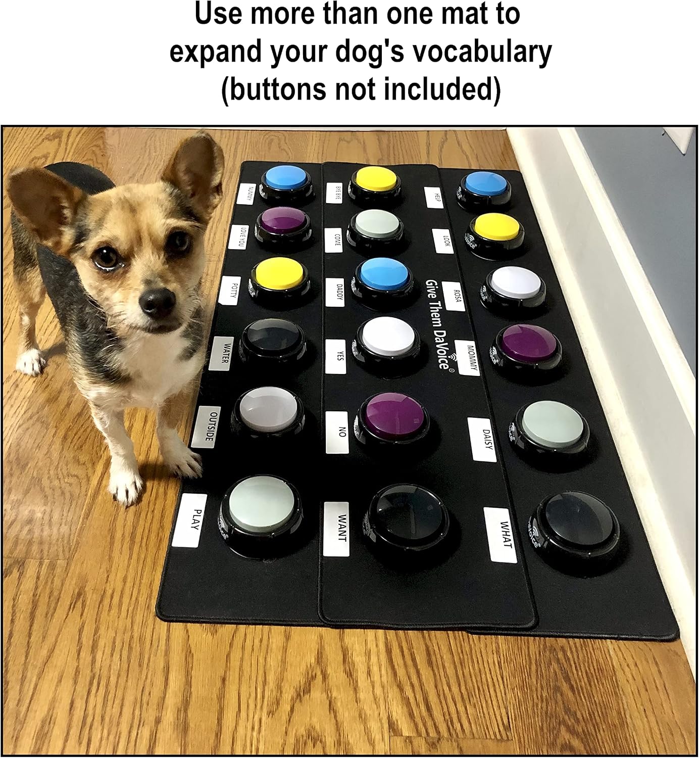 DaVoice Dog Button Mat – 6-Button Placement Pad for Communication and Talking Training (Buttons Not Included)