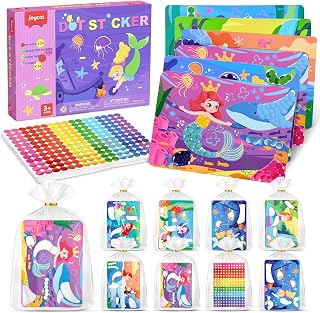 JoyCat 12 Pack Mermaid Dot Art Party Favors, 2400+ Dot Stickers, Ages 3-8