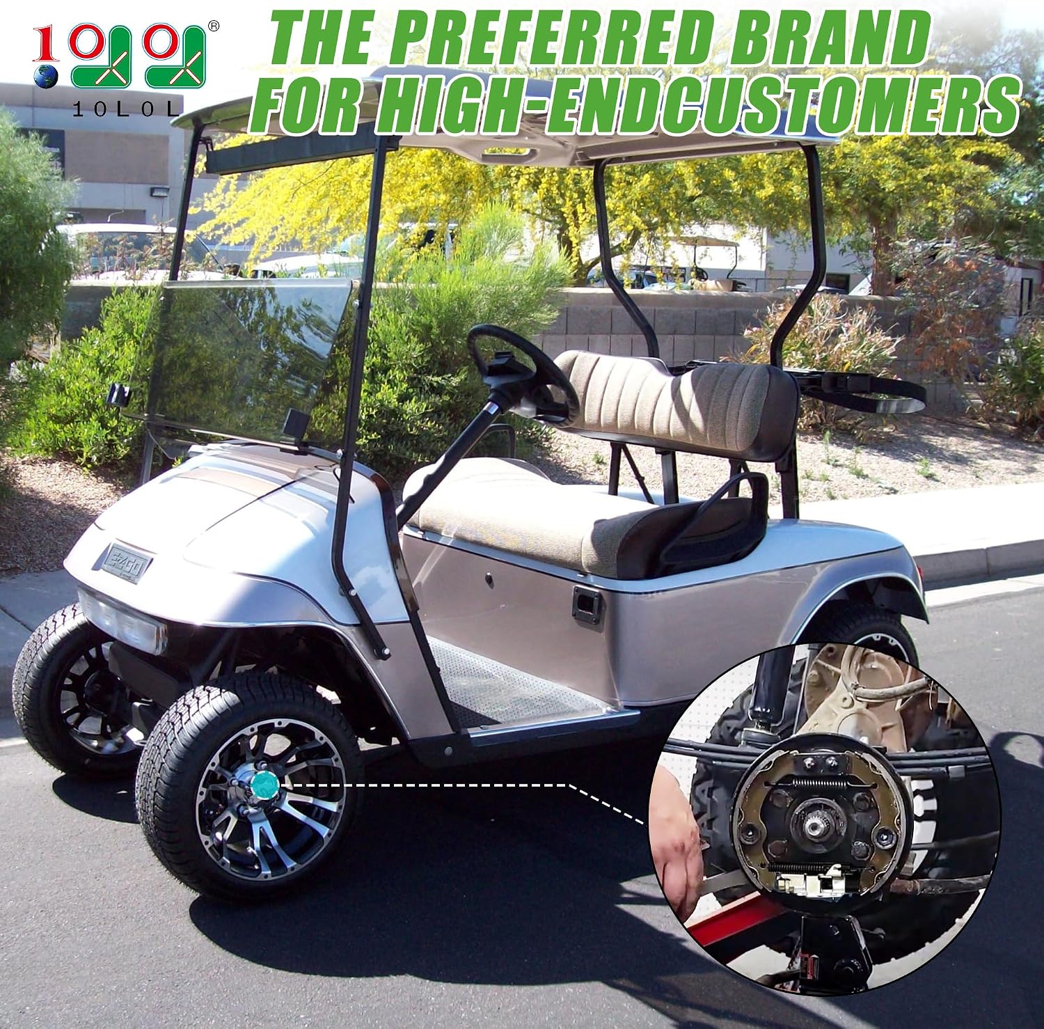10L0L Golf Cart Brake Assembly Improve Brake Sensitivity, Driving Stability and Safety Which is for Yamaha G14-G22 & EZGO TXT RXV, with Brake Shoes Large Friction Coefficient, Shorten Braking Distance