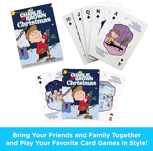 Miniatura 2 de AQUARIUS Peanuts Charlie Brown - Baraja de cartas con temática navideña para tus juegos de cartas favoritos, mercancía y coleccionables con licencia