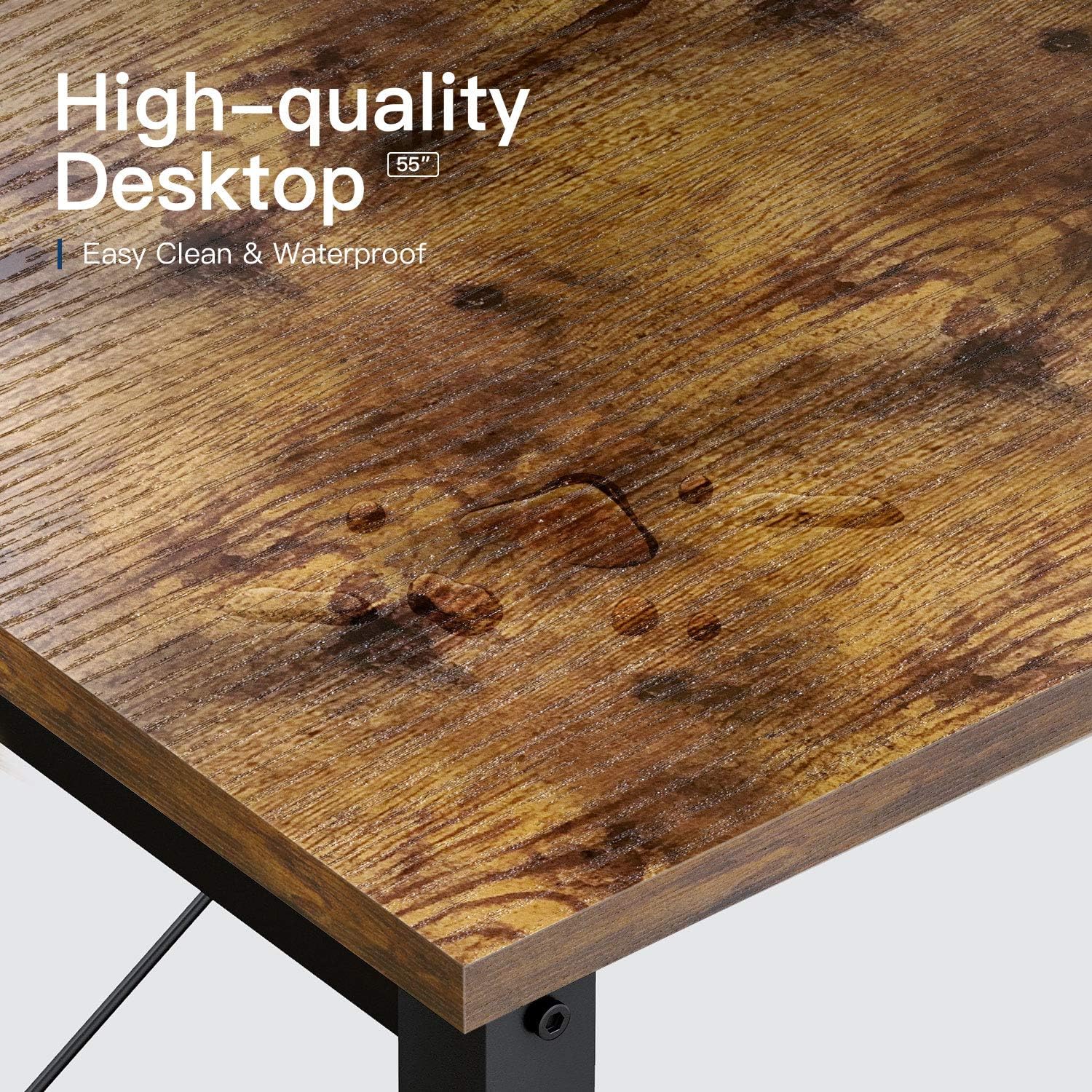 Computer Desk with Shelves,55" Modern Sturdy Writing Desk for Home Office,Office Desk with Bookshelf,Vintage