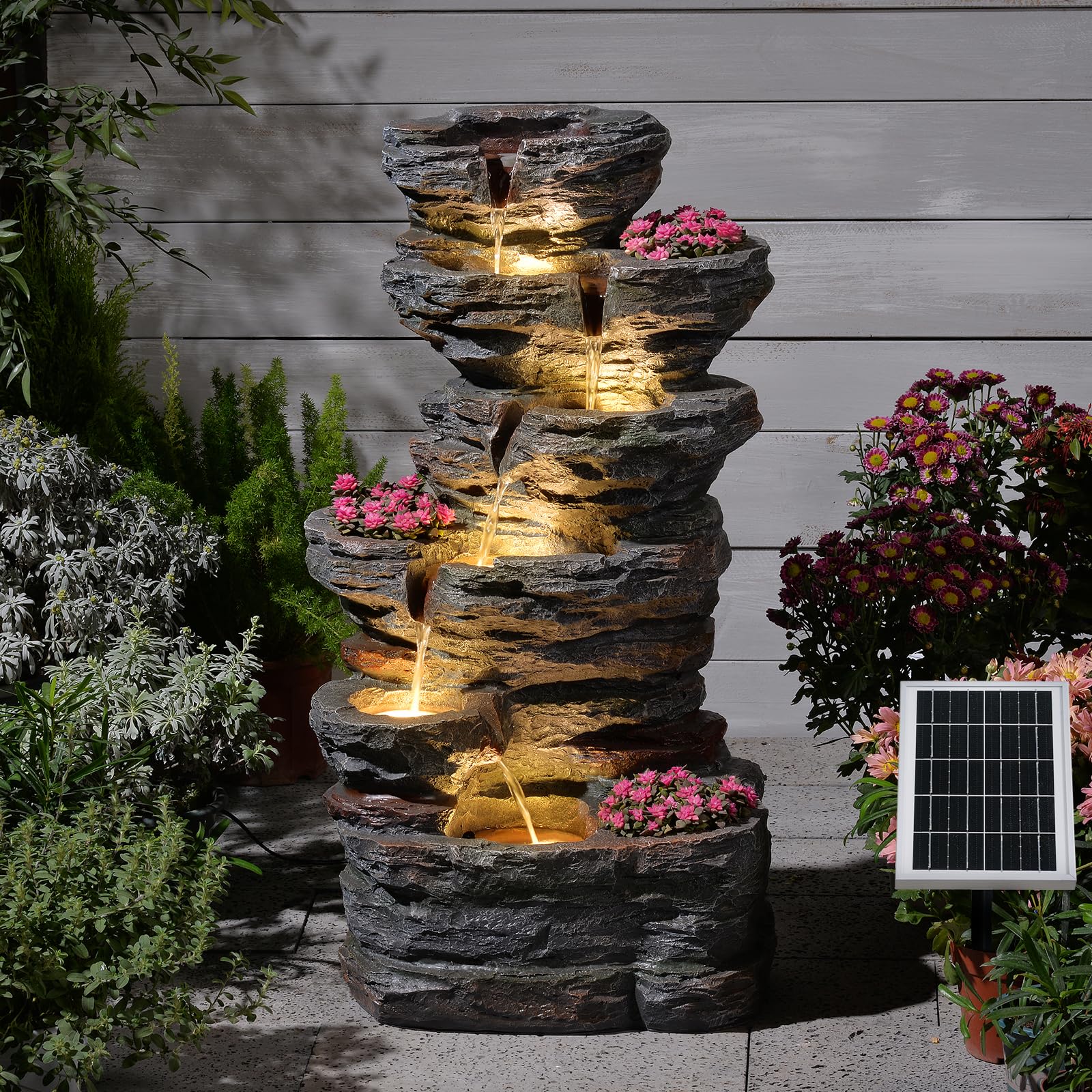 Pivotify 32.7 Tall Rock Solar Fountain