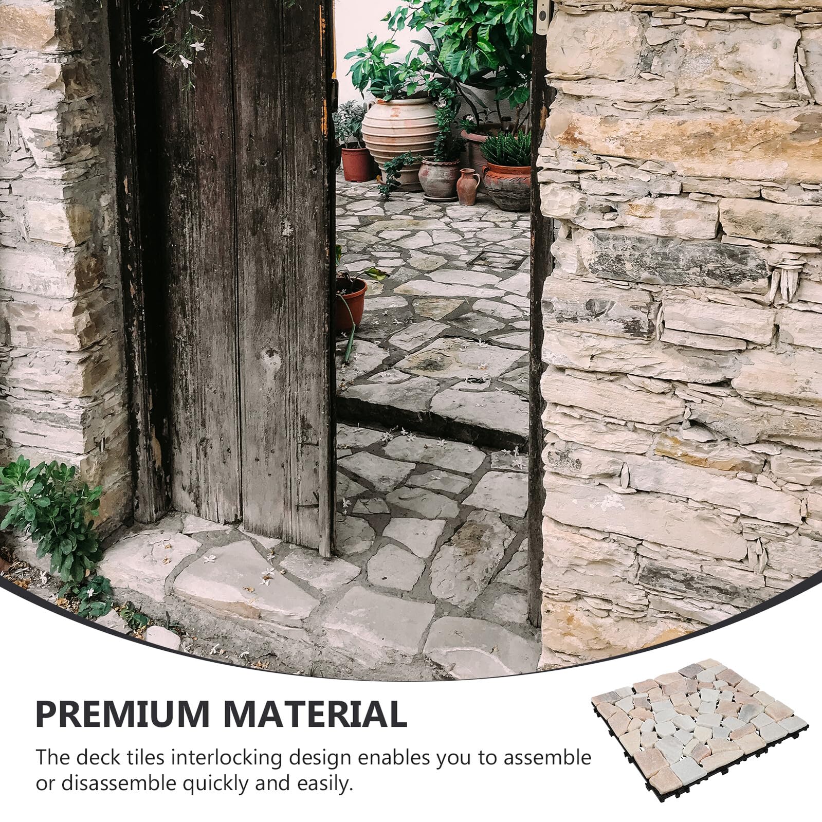 HOMSFOU Baldosas de Piedra para Jardín Diseño Entrelazado Anticorrosivo, Material Sintético Resistente para Decoración del Hogar en Interior y Exterior