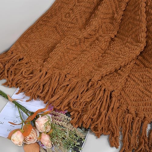 Miniatura 5 de JOOJA Manta tejida de felpilla texturizada para sofá, súper suave, acogedora y cálida con borlas para silla, sofá o sala de estar, 50x60 pulgadas,