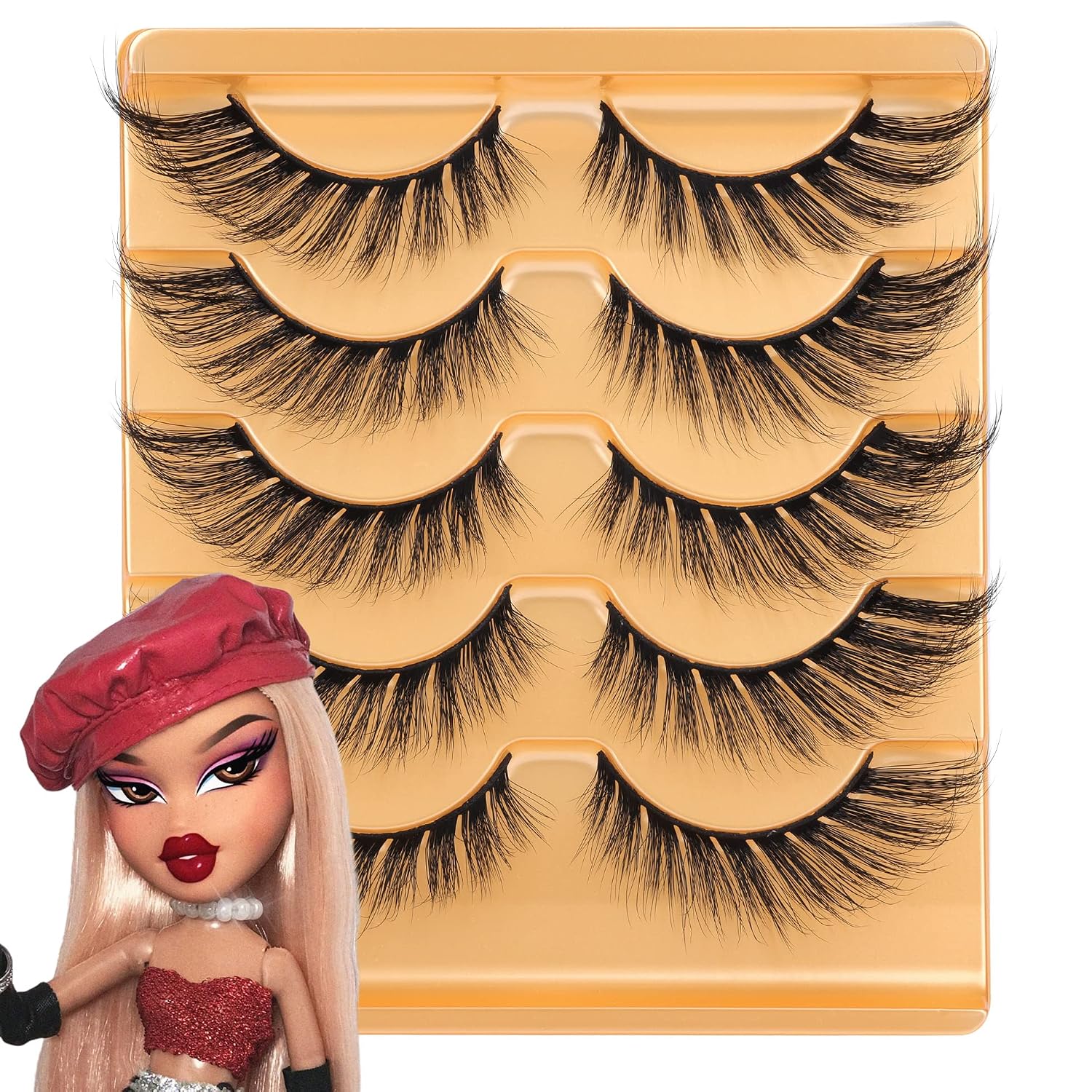 Eyelashes Fluffy Fox Eye Lashes Angel Wing Doll Eyelash Look Like Lash Extension 20MM Wispy L Curl Natural Looking Fake Eyelashes by Lanflower