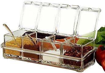 SHSYCER Acrylic Seasoning Box Seasoning Storage Clear Spice Rack Organizer Condiment Holder Container Spices,with Pla...