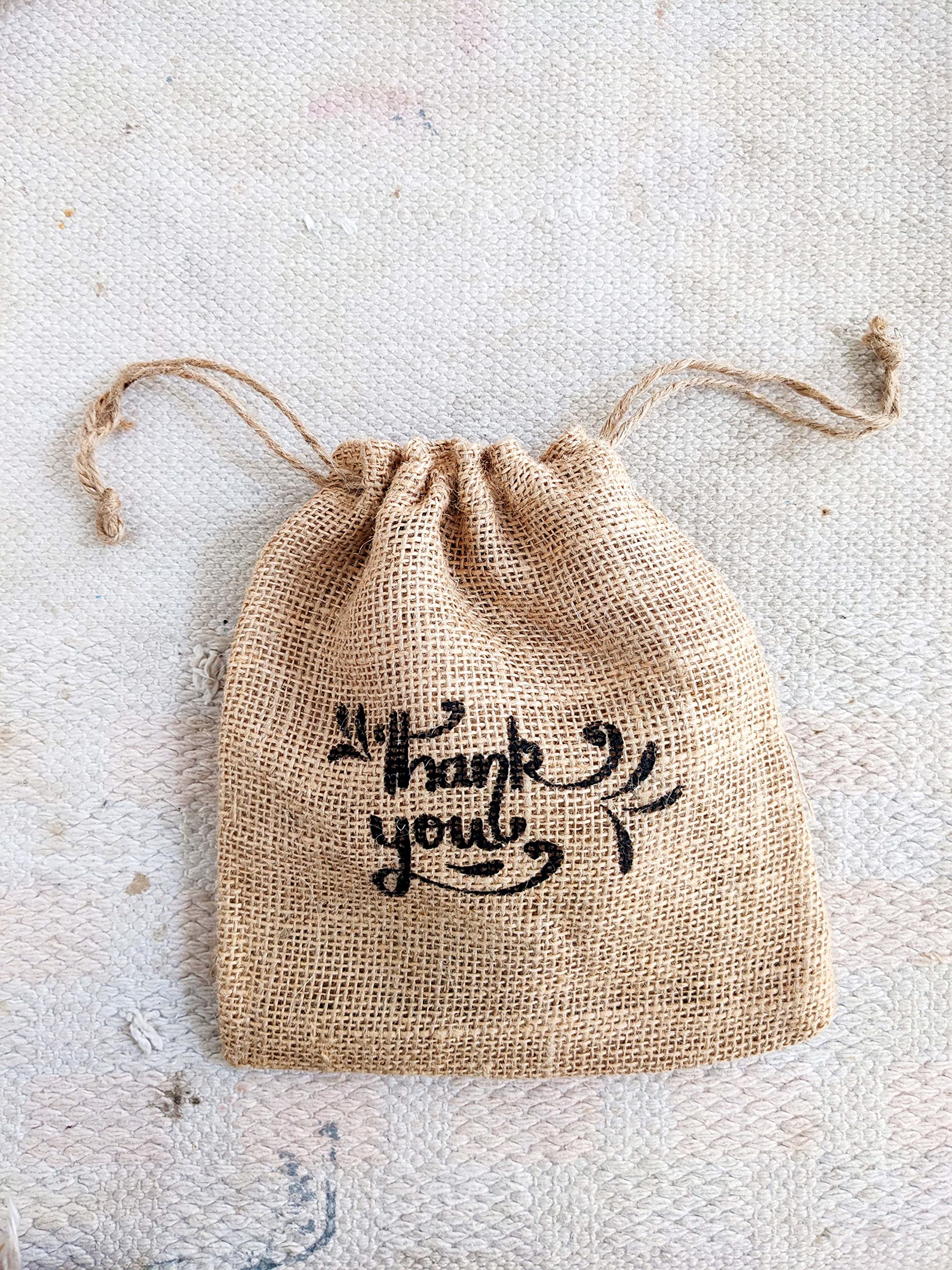 Handmakers Burlap thank you gift bags 12 pcs,wedding favor gift bags