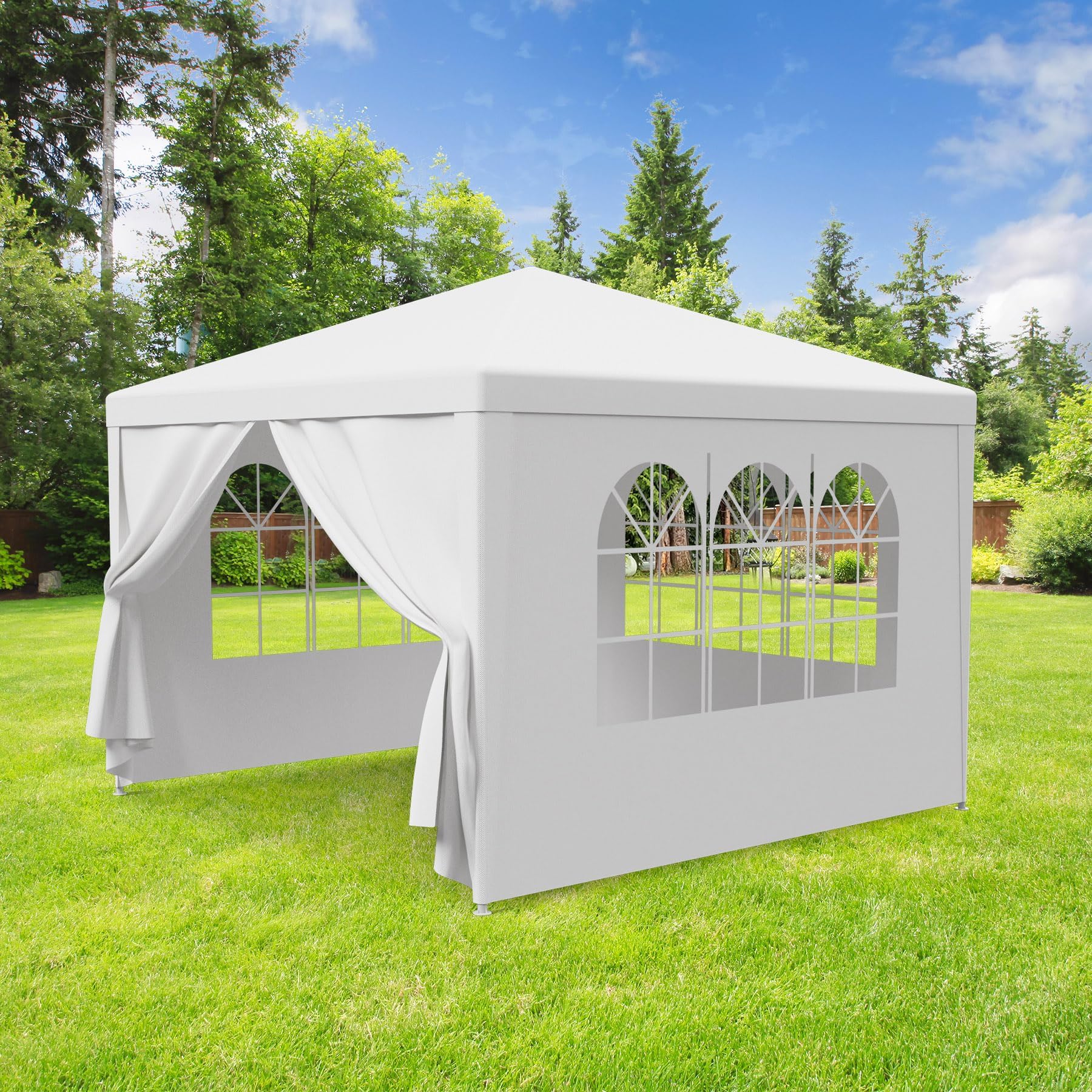 10'x10' Outdoor Party Wedding Tent Canopy Camping Gazebo Storage BBQ Shelter Pavilion with 4 Removable Sidewalls (10x10)