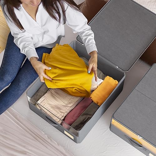 Miniatura 10 de EnHomee Organizadores de sábanas de gran capacidad de 240 litros, organizador de sábanas plegable con ventana y etiqueta para XL (tamaño Queen y