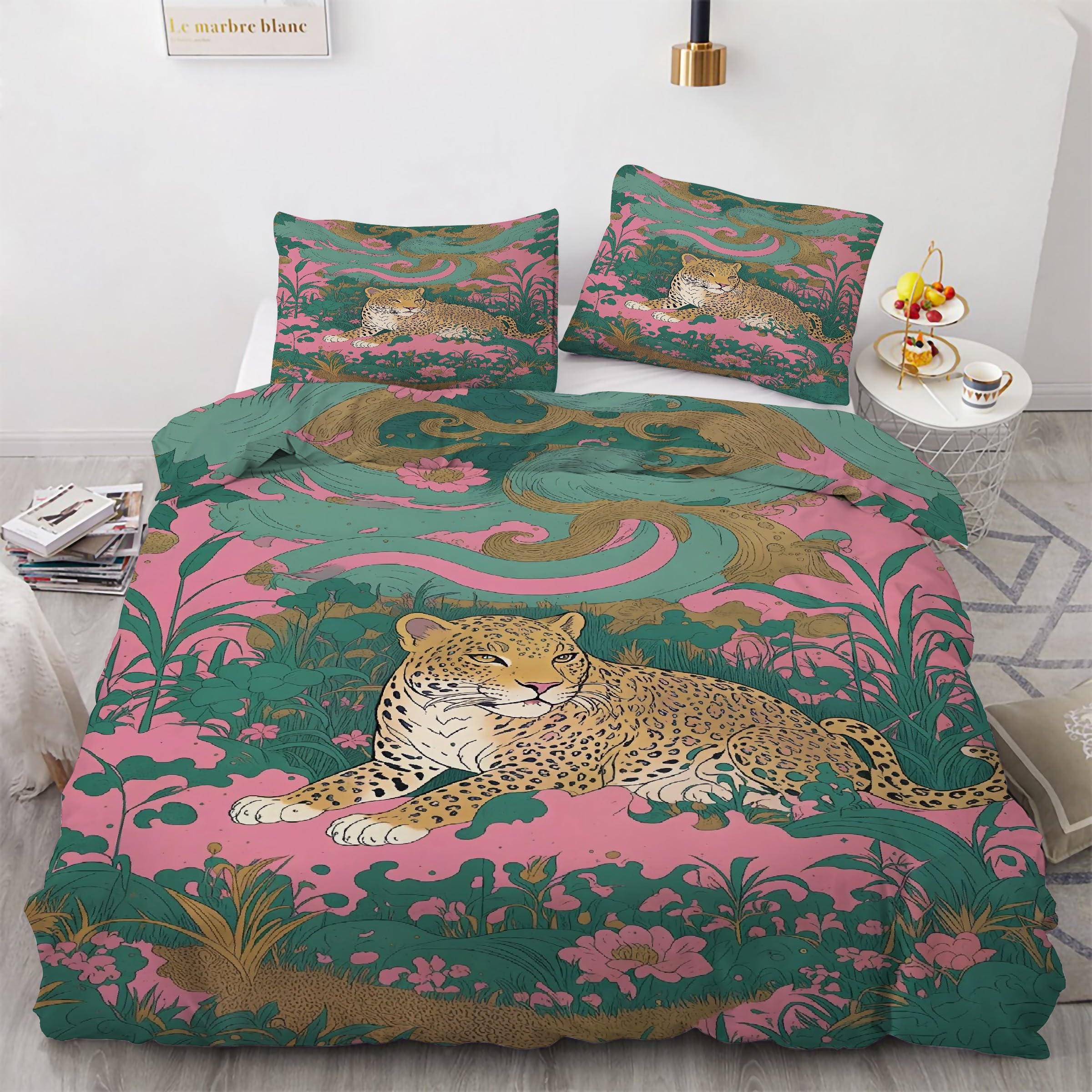 Parure de lit motif léopard 200x200 pour une ambiance safari moderne dans la chambre