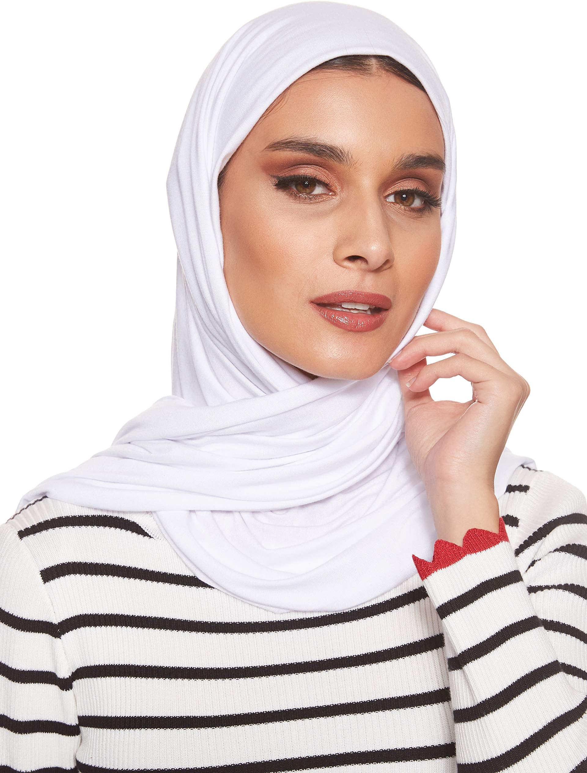 Jersey Stretch Shailah Hijab Muslim Scarf, One Size - 65 x 165cm, White