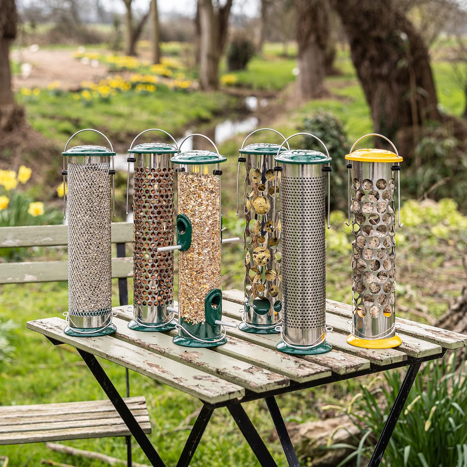 Peckish 60053039 All Weather Suet and Peanut Metal Bird Feeder, Silver, Large