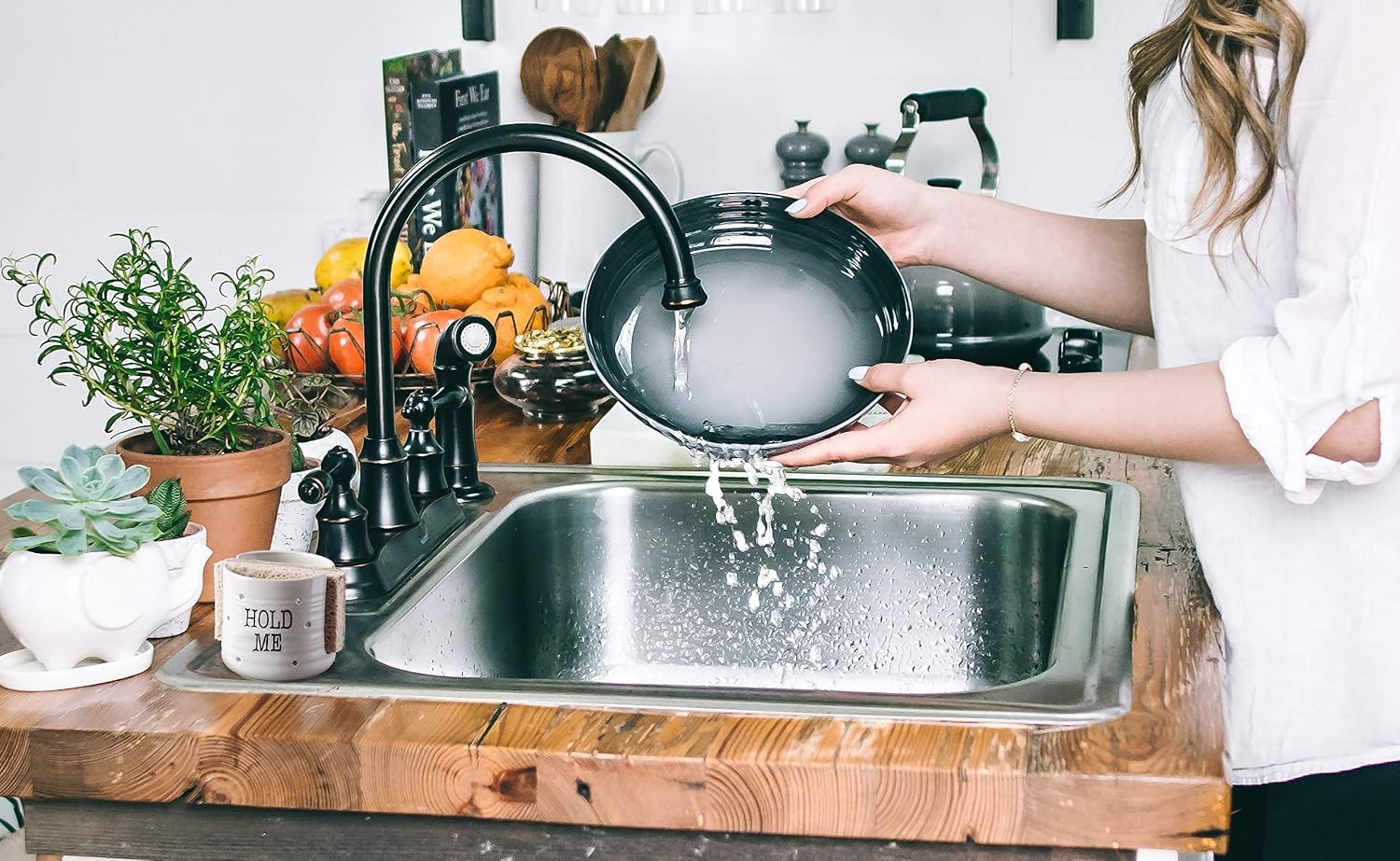 Farmhouse Dish Sponge Holder - For Kitchen Countertop Caddy ('Hold Me')