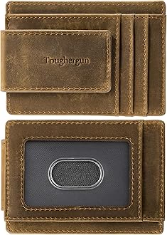 Slim Wallet for Men RFID Blocking Money Clip, Minimalist Front Pocket Credit Card Holder, Magnetic Thin Mens Wallets with ID Window
