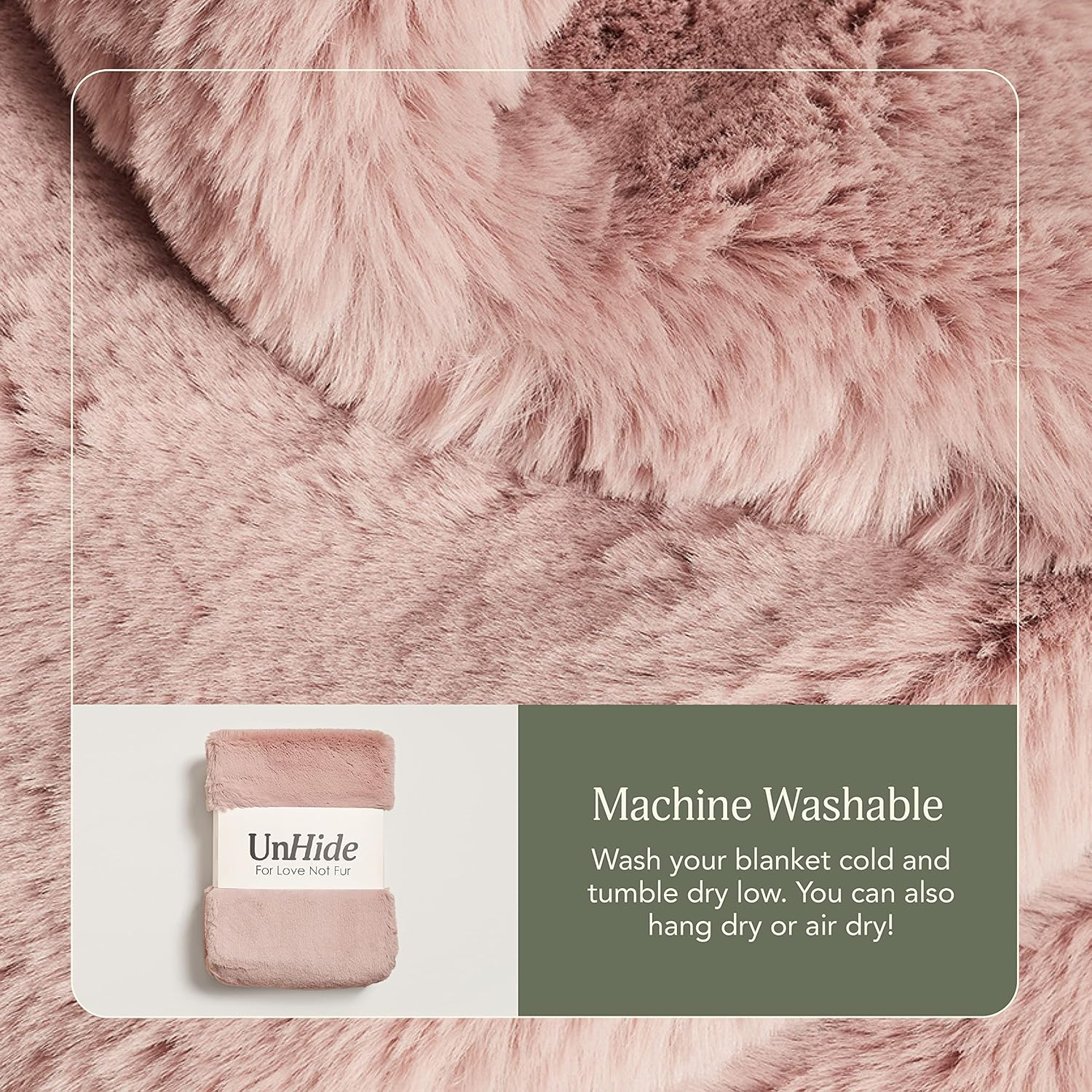 UnHide Marshmallow - Faux Fur Blanket - Heavy Weight, Extra Soft Blanket - Made from Recycled Materials - Machine Washable - Medium (60" x 80") - Rosy Baby - Image 3