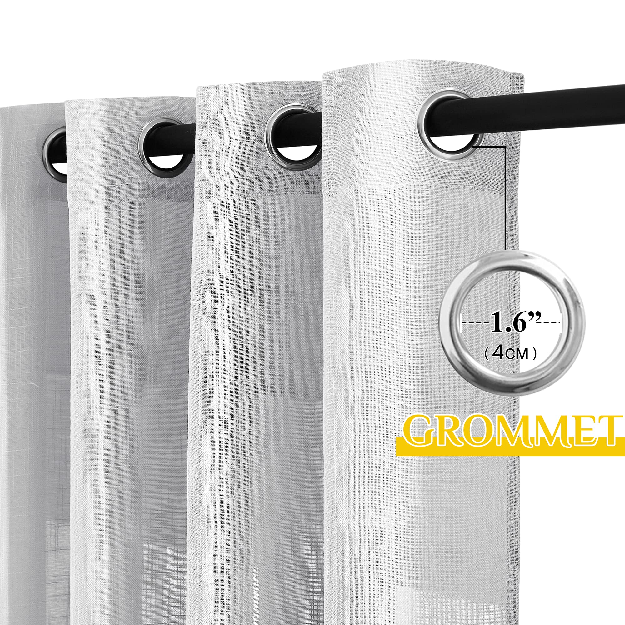 NICETOWN 1 Rideau Semi-Transparent pour Porte française, Voilage Extra Large à œillets pour Salon/Porte coulissante en Verre, Gris argenté, 254 x 241,3 cm (l x L)