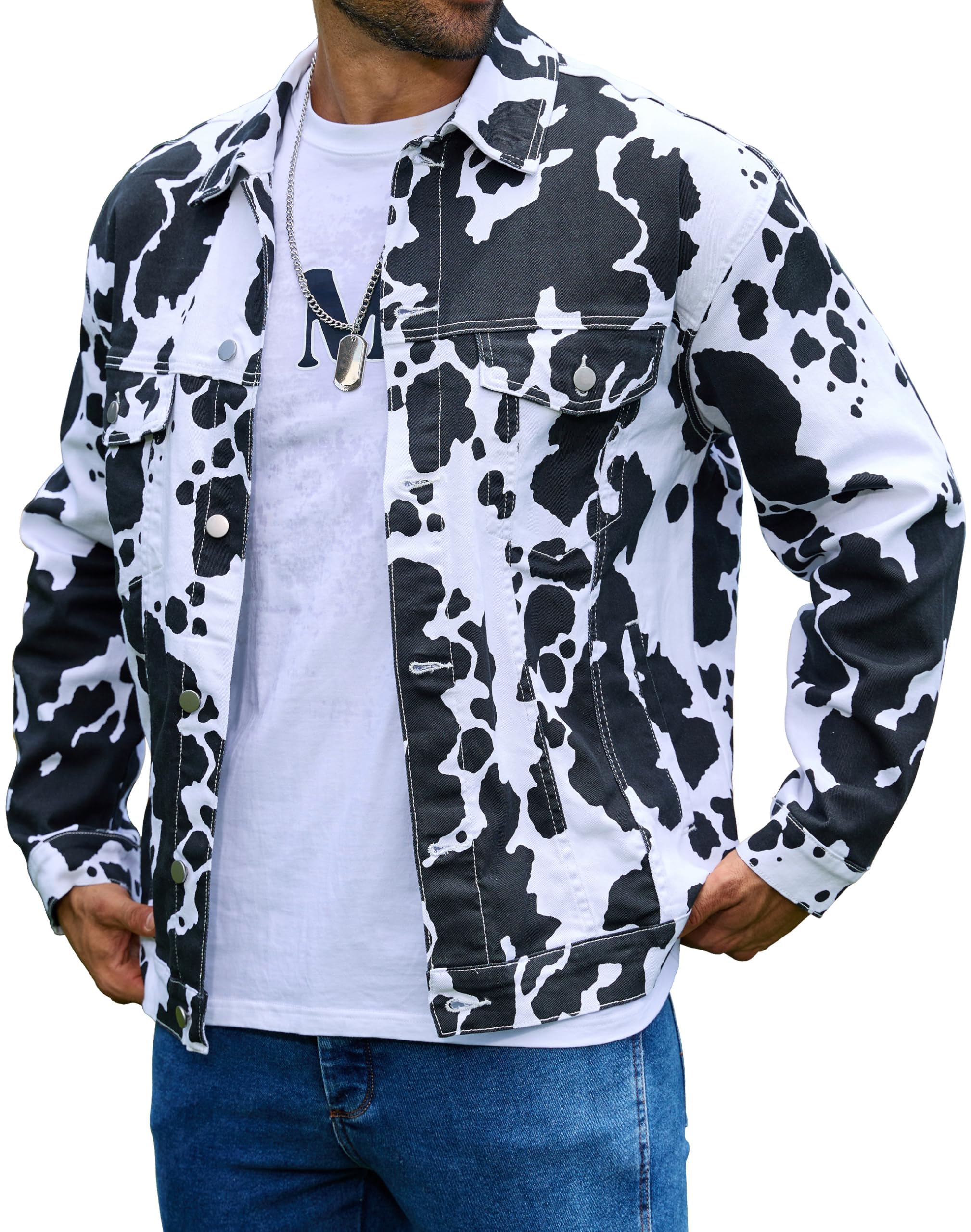 Cow Print Jacket Men Western Outfit Halloween Costumes