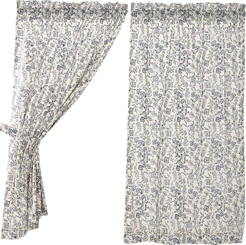 Miniatura 3 de Piper Classics Doylestown - Cortinas de paneles florales azules, juego de 2, 63 pulgadas de largo, estampado de flores azules y crema, granja