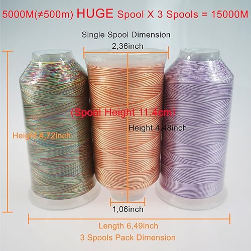 Miniatura 55 de Hilos New Brothreads, 32 opciones, varios colores, de poliéster, para toda máquina de coser, carrete grande de 5,000 m 3 colores básicos 2