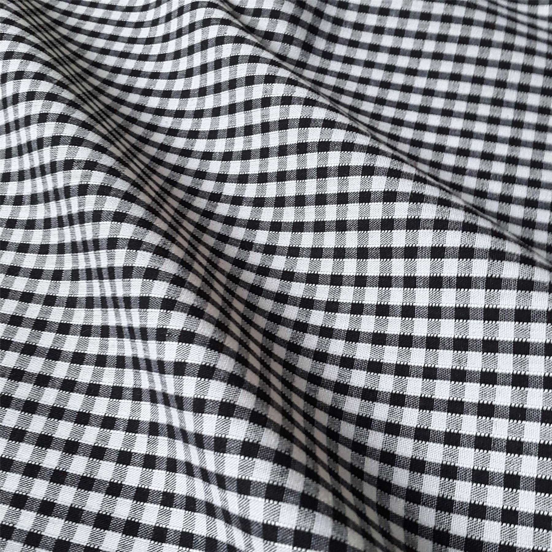 Nortex Mill Black & White 1/8" (3 Mm) Corded Polycotton Gingham Fabric (Per Metre)