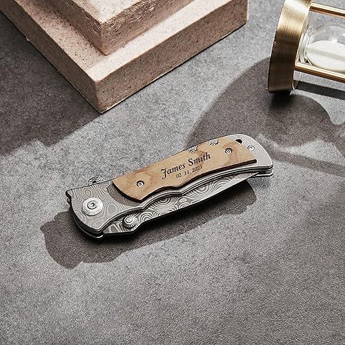 Miniatura 3 de Cuchillo de bolsillo plegable personalizado grabado para novio, marido, papá, hijo, San Valentín, cumpleaños, Navidad, aniversario, día del padre,