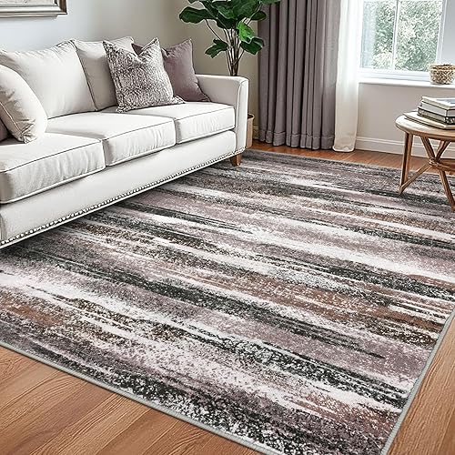 Miniatura 163 de Alfombra moderna abstracta de 2 x 6 pies, alfombra de pasillo lavable gris negro multi para cocina, antideslizante, suave, alfombra delgada de Gris