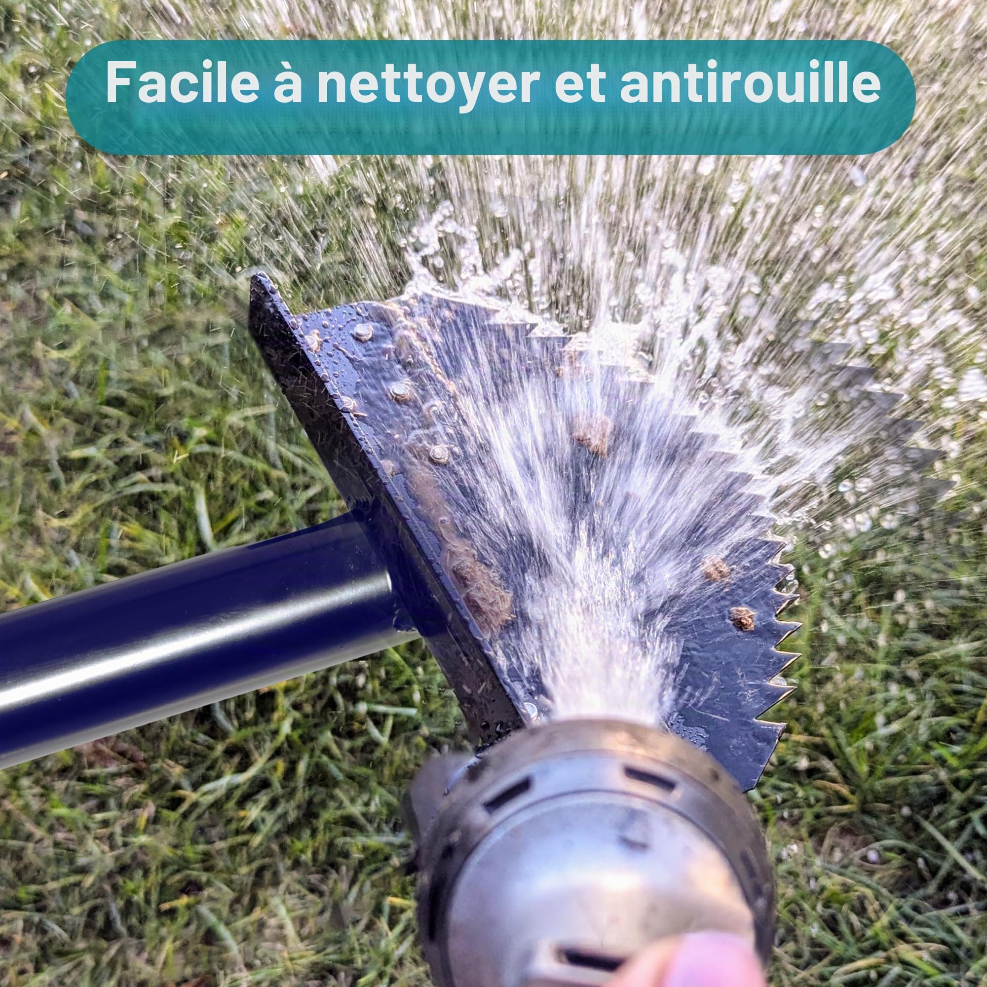 Monobloc Coupe-Bordures 100cm avec Lame en Acier à Ressort, Acier au Manganèse, Antirouille, Outil de Jardin Demi-Lune avec Poignée en Caoutchouc pour l'Entretien Paysager
