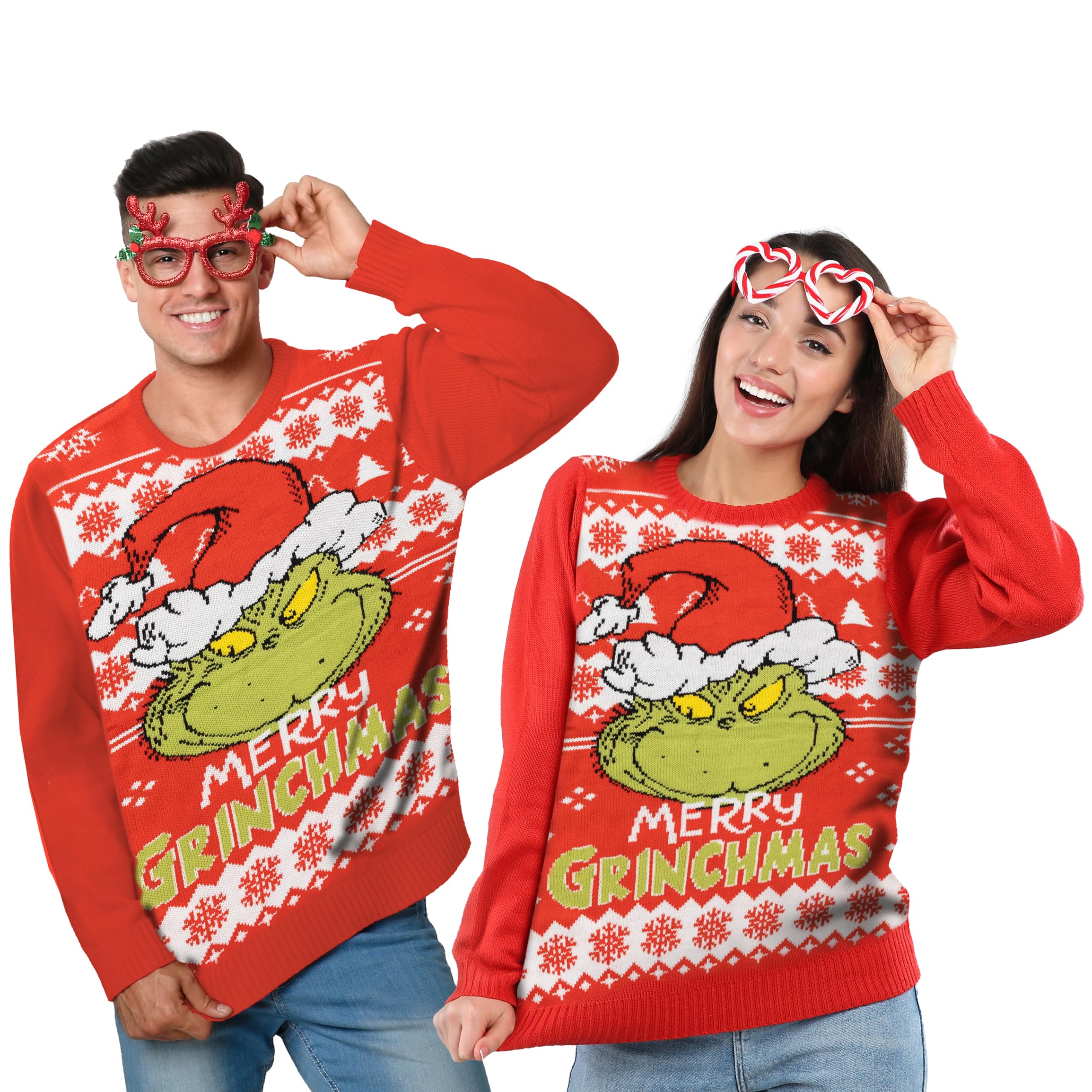 United Labels The Grinch Christmas Jumper Men Women Red Merry Grinchmas Winter Knitted Jumper Jumper Unisex, red, M