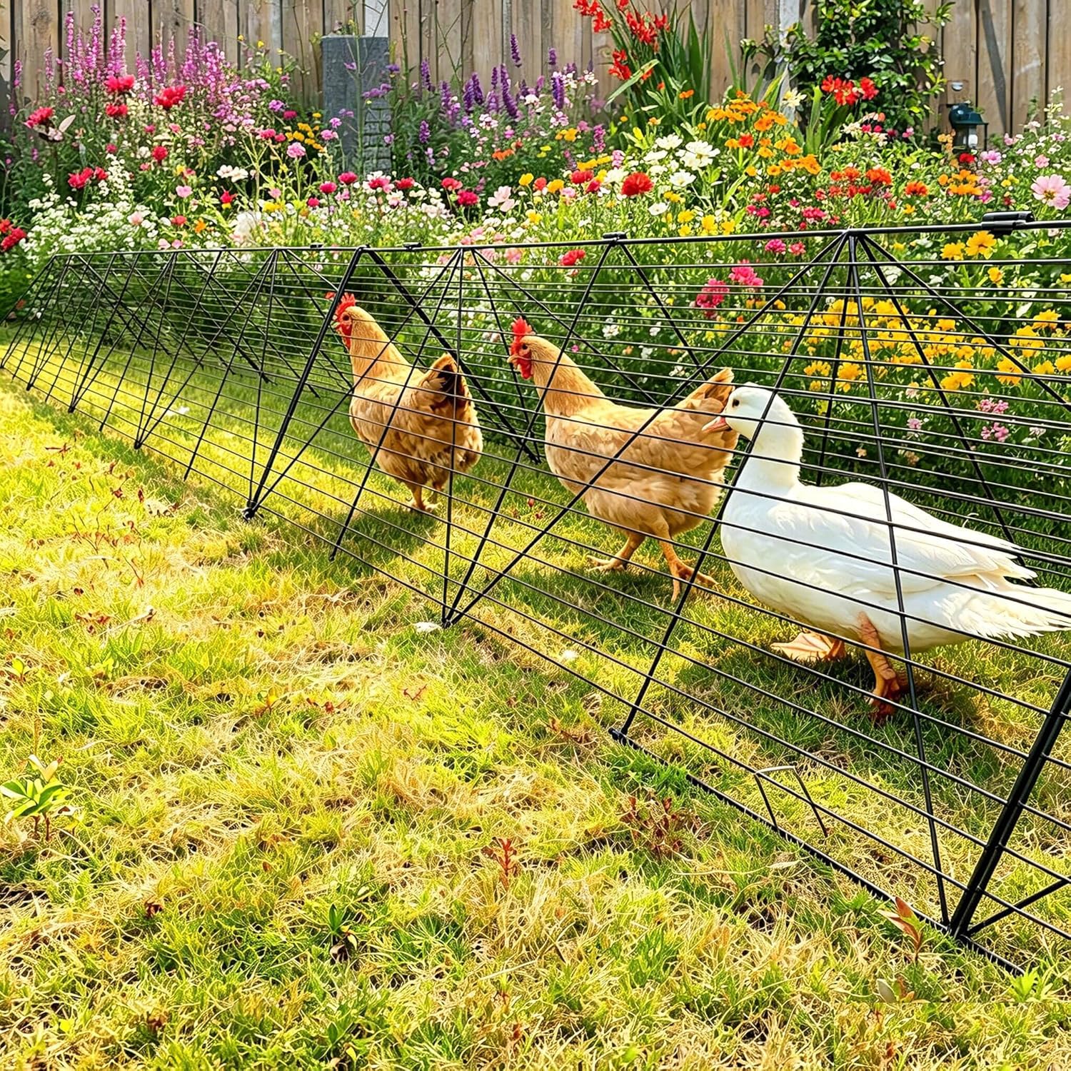 Foldable Expandable Chicken Tunnel for Outdoor Yard, Heavy Duty Poultry Run Tunnel, Predator Proof Enclosure Playpen for Chickens Rabbits Ducks