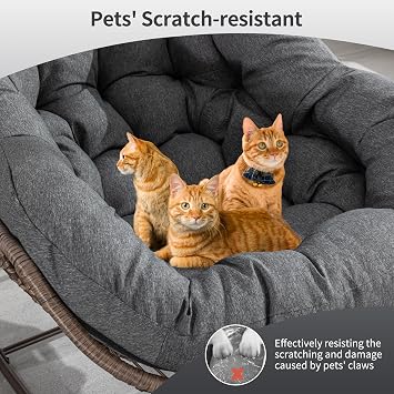 HOMEFUN Outdoor Patio Rocking Chairs, Oversized Papasan Rock Chair