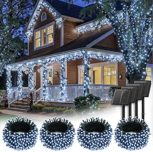 Miniatura 14 de Brightown - Paquete de 2 guirnaldas solares de Halloween para exterior, 144 pies, 400 LED impermeables con 8 modos y encendido/apagado automático