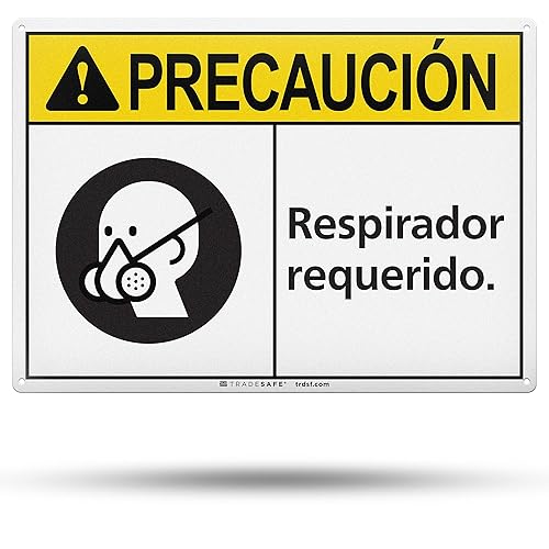 Vista 31 de TRADESAFE Señal de seguridad con chaleco de seguridad de EPI – Chaleco de Precaución Requerido en español, señal de seguridad de aluminio