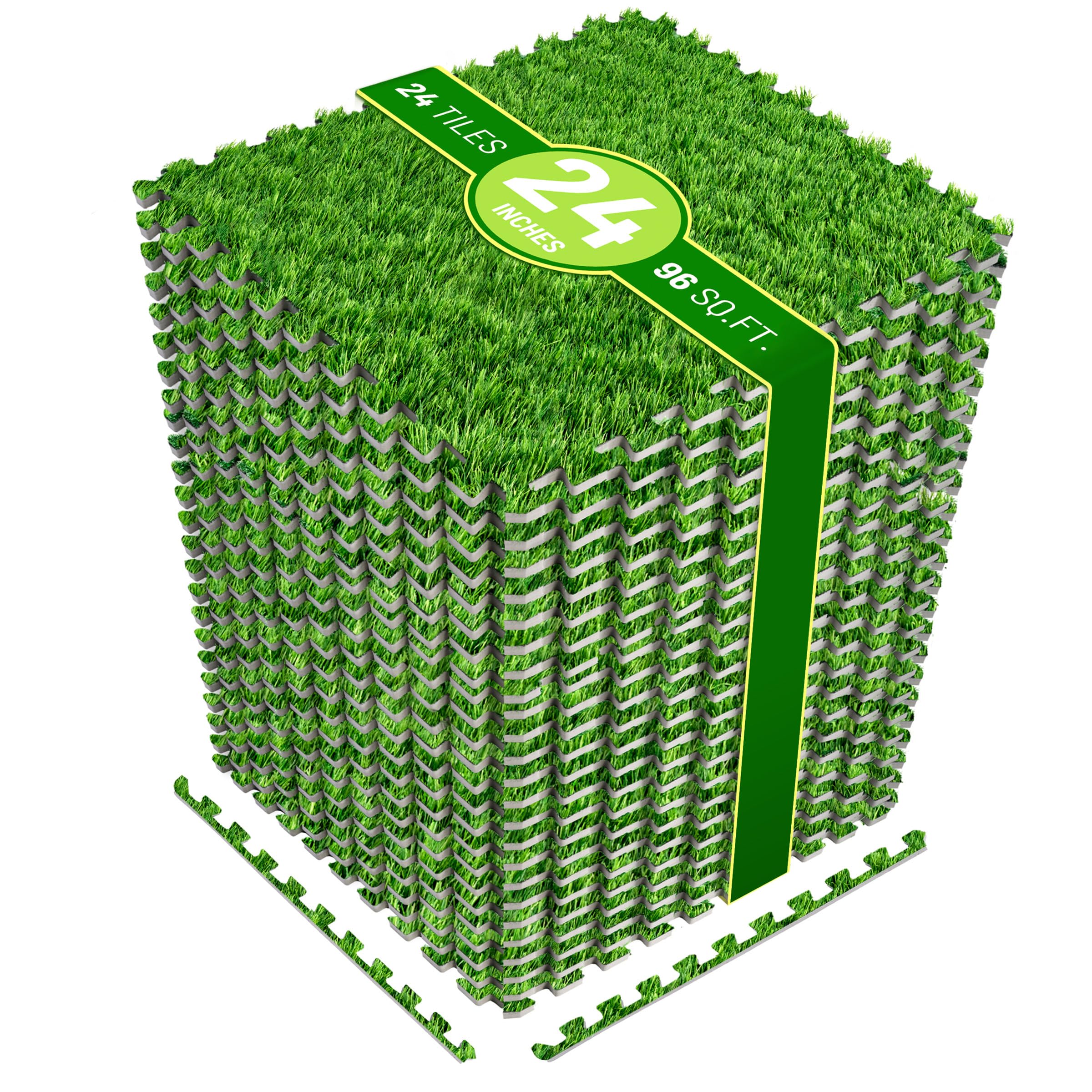 Sorbus Grass Foam Floor Tile 24-Pack