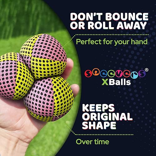 Miniatura 71 de speevers Juego de 3 pelotas de malabarismo para principiantes y profesionales, 14 colores disponibles, 2 capas de red y estuche de transporte, bolas