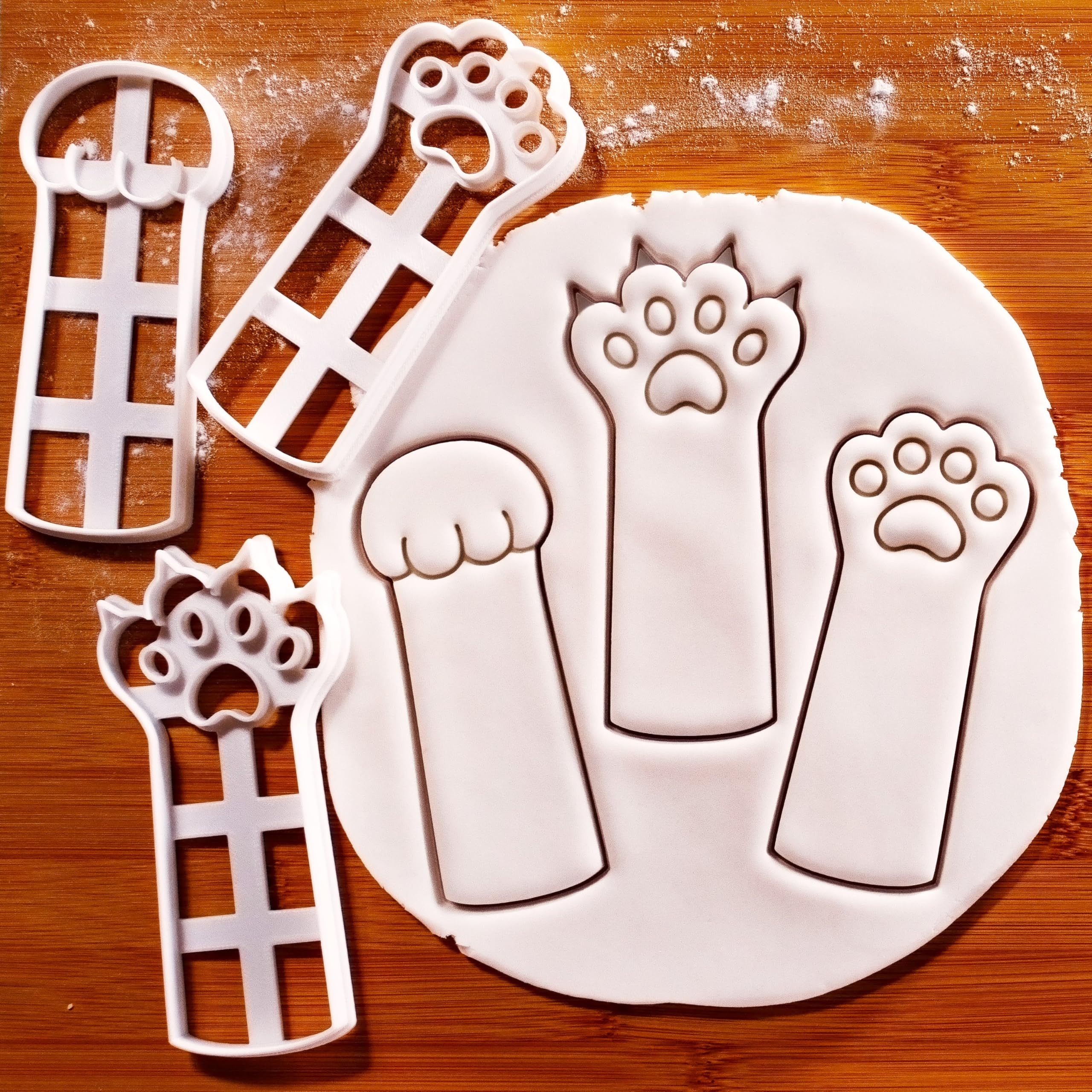 BAKERLOGY Set de 3 Emporte-pièce Pierre-Feuille-Ciseaux Patte de Chat - Conception détaillée d'emporte-pièces pour la pâtisserie et l'artisanat, adaptée au fondant, à la pâte, à l'argile