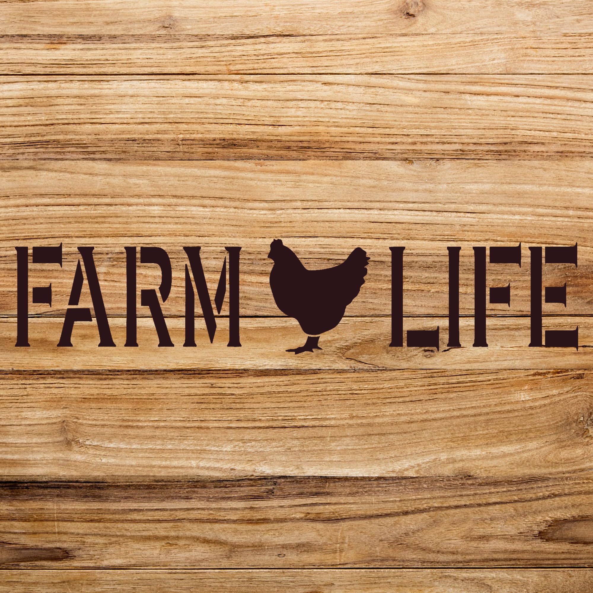 Chicken Farmhouse Stencil Pattern for Wood Signs and Home Decor, Reusable Mylar Template for DIY Crafts and Painting Projects - Size A2 (23.4