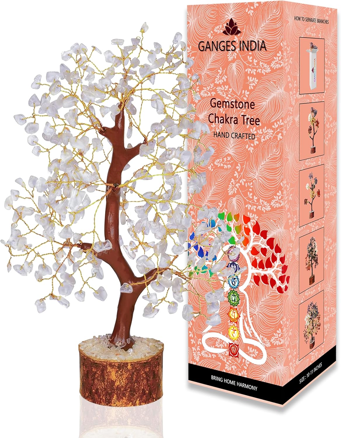 Gangesindia® Clear Quartz Crystal Tree, Chakra Money Tree, Positive Energy Stones, Aura Cleansing Home, Spiritual Decor, Birthday Gifts Chakra Stones for Wealth & Luck Crystals (Quartz Crystal)