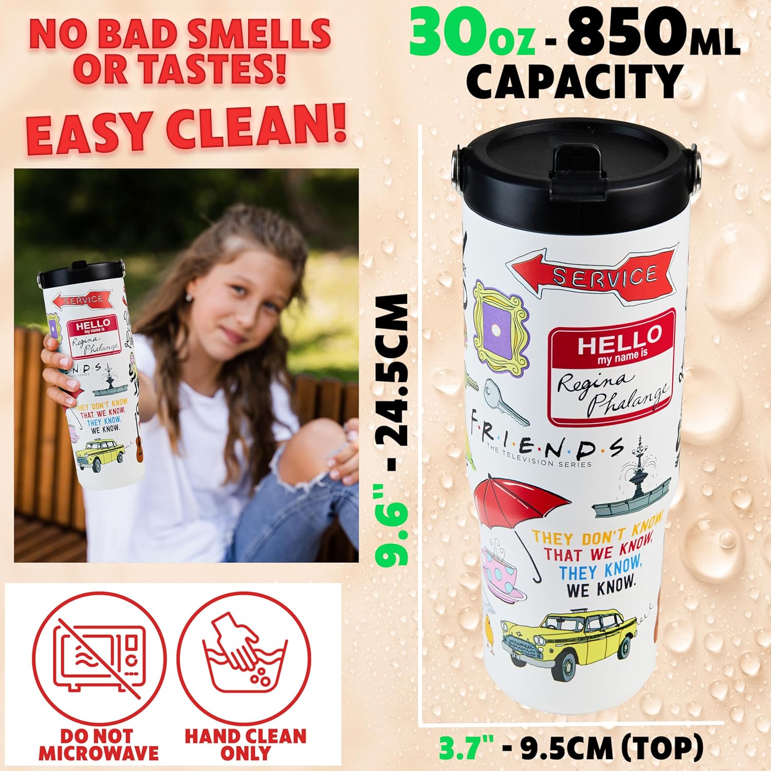 Get Trend Friends Tumbler with Straw 30oz Kids Teens Adults Insulated Cup with Lid Handle Travel Mug Cups with Lids for Office Gifts (White Friends) - Image 6