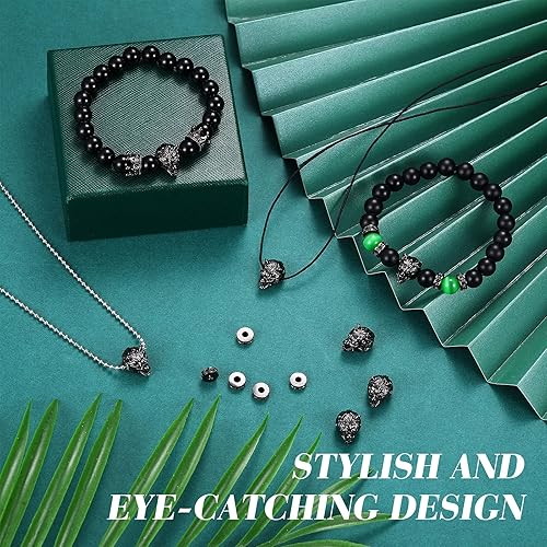 Miniatura 3 de 24 piezas de dijes de cabeza de lobo, animales tibetanos, cuentas sueltas, cuentas sueltas, circonita cúbica, conector para hombre, pulsera,