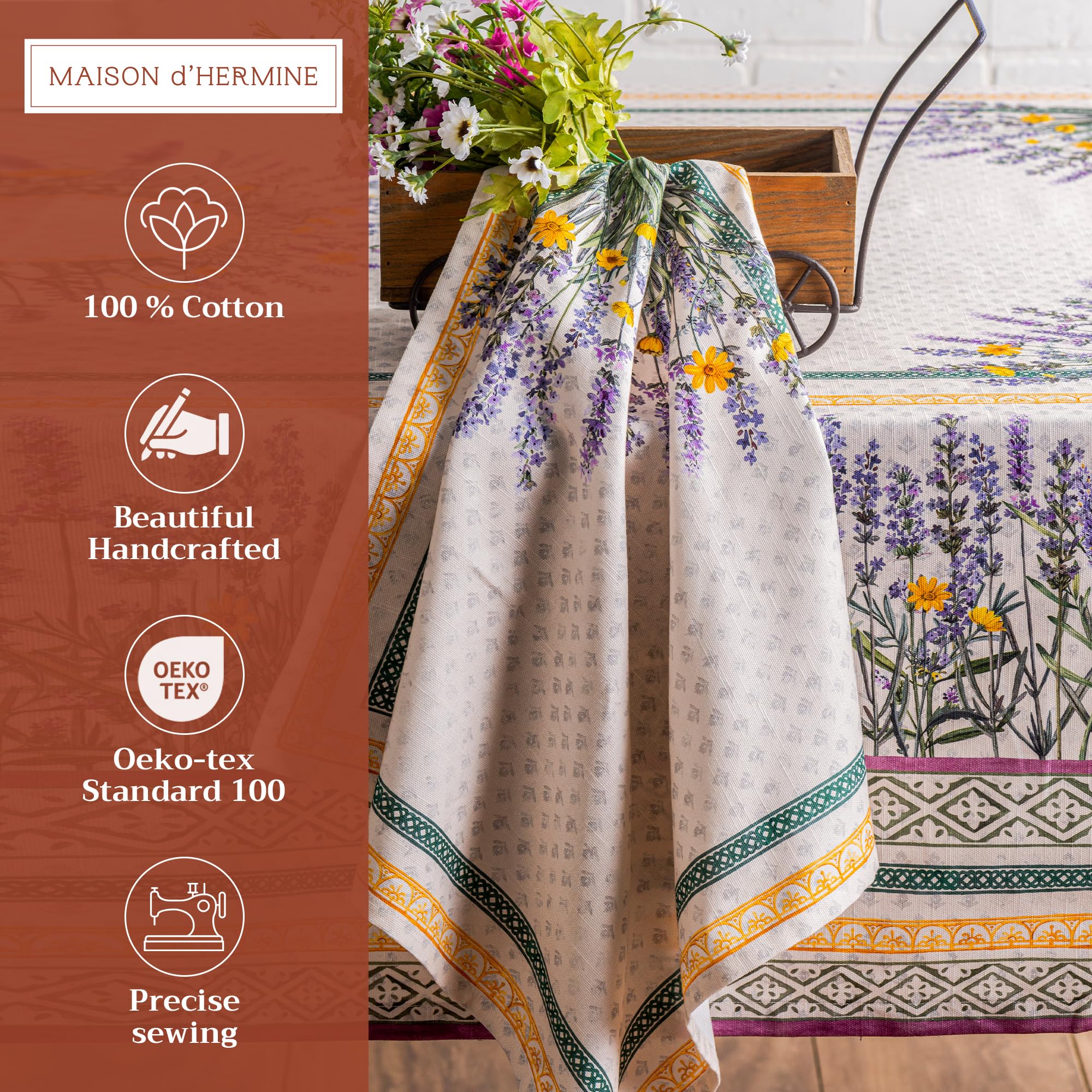 Maison d'Hermine - Servilletas de tela (100% algodón, 45 x 45 cm, 4 unidades)