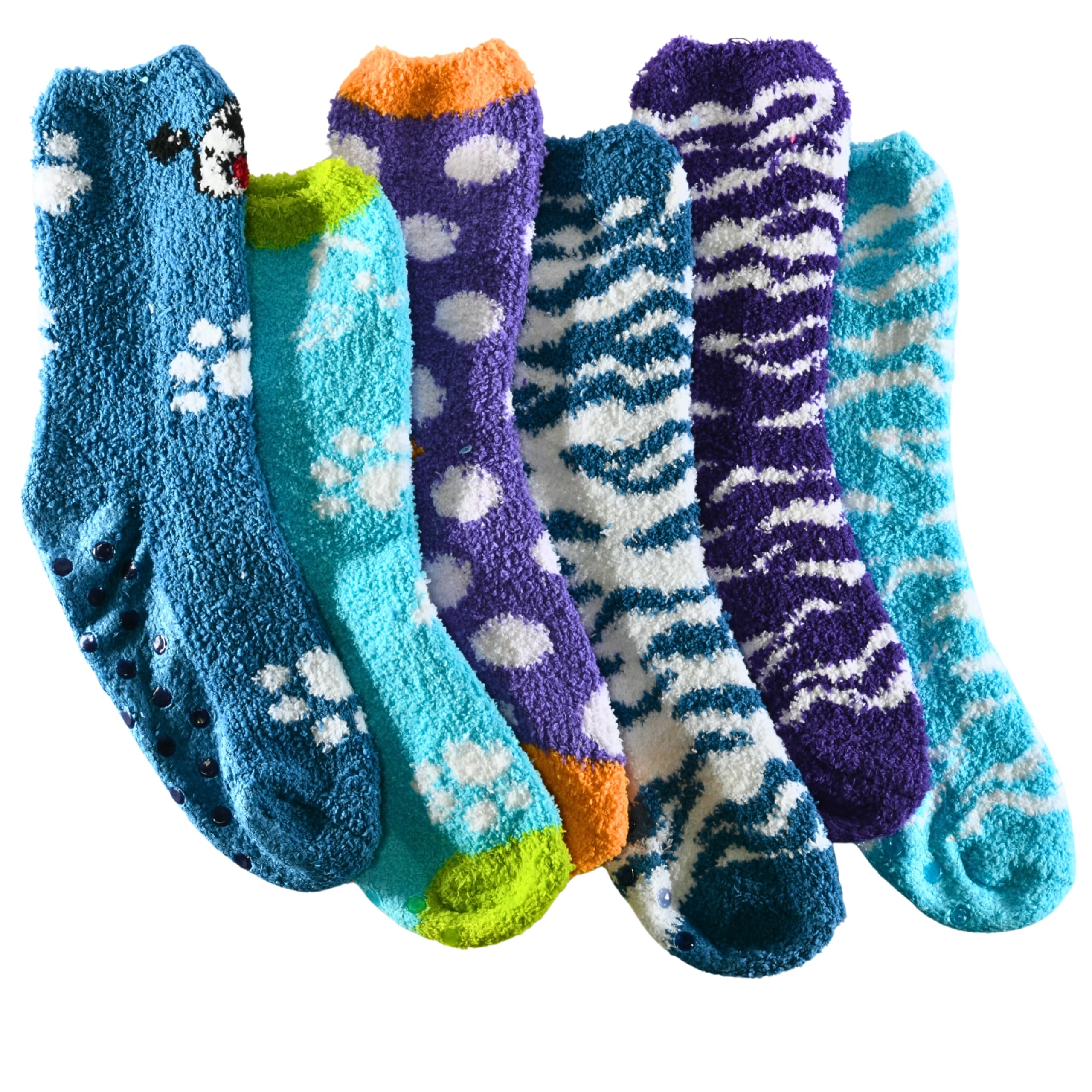Tipi Toe Womens 3 & 6-Pairs Fuzzy Socks Cozy Fluffy Warm Winter Socks Soft Plush Slipper Socks for Gifts & Valentine Day
