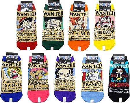 Amazon Co Jp ワンピース 新手配書レディースソックス 麦わらの一味 ９柄セット ルフィ ゾロ ナミ ウソップ サンジ チョッパー ロビン フランキー ブルック 女性用靴下 服 ファッション小物