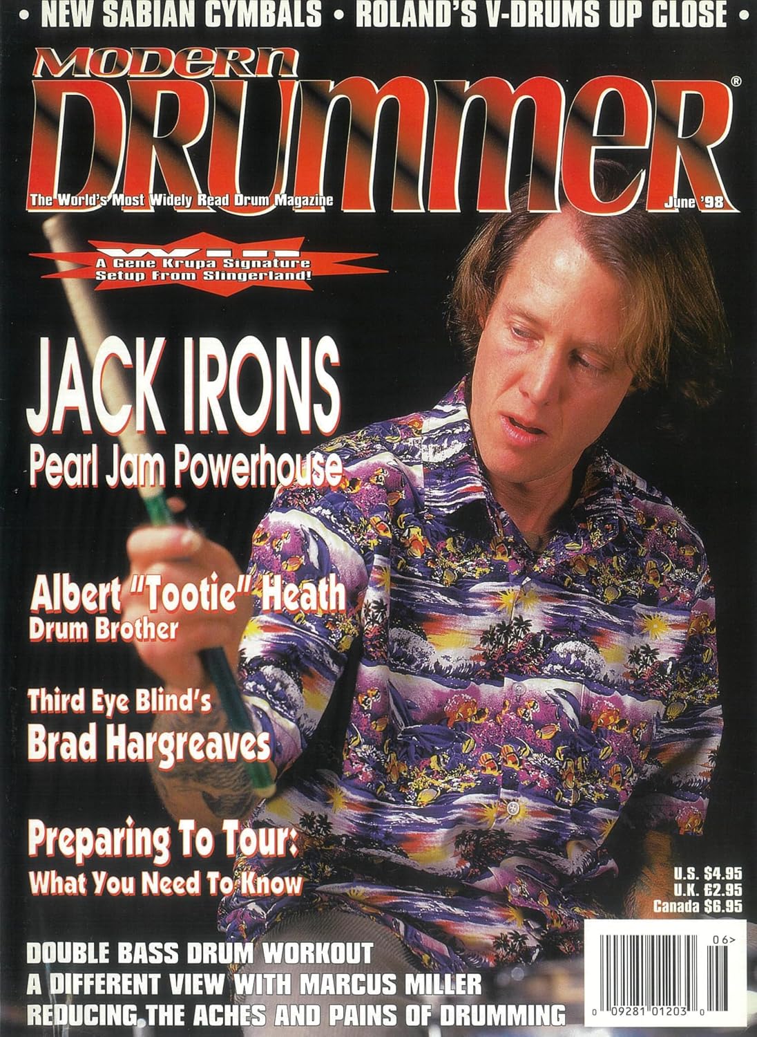 MODERN DRUMMER "Cover: Jack Irons June 1998 Issue
