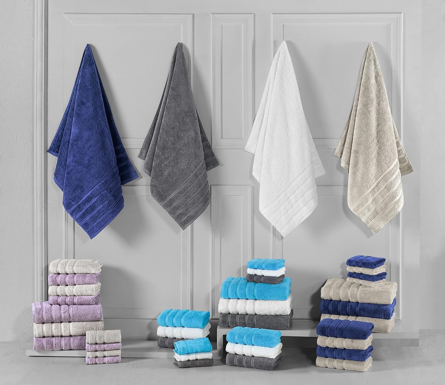 USA Cotton 6 Piece Towel Set 2 Bath Towels, 2 Hand Towels, 2 Washcloths - Quick Dry Soft Absorbent Bath Towel Set, 100% USA Cotton (Platinum) : Home & Kitchen