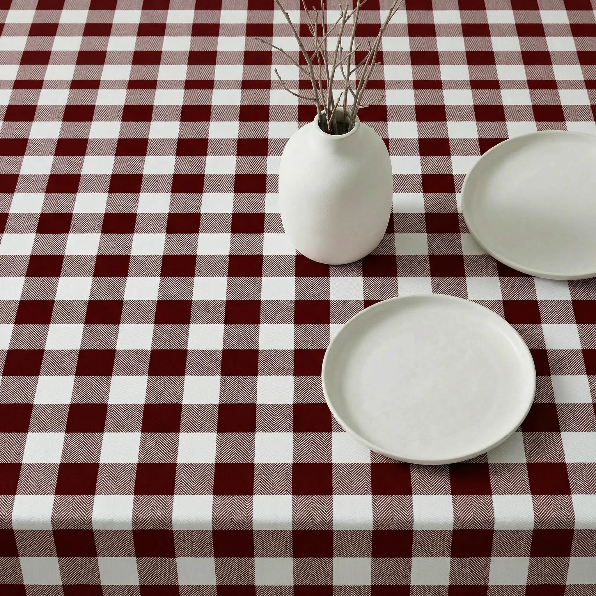 BELUM | Obrus odporny na plamy Granat, Obrus w kratkę Vichy rozmiar; 300x140 cm, Obrus Anti-Plam No Hule, Obrus Vichy Granat, Obrus Tkanina 100% bawełna organiczna