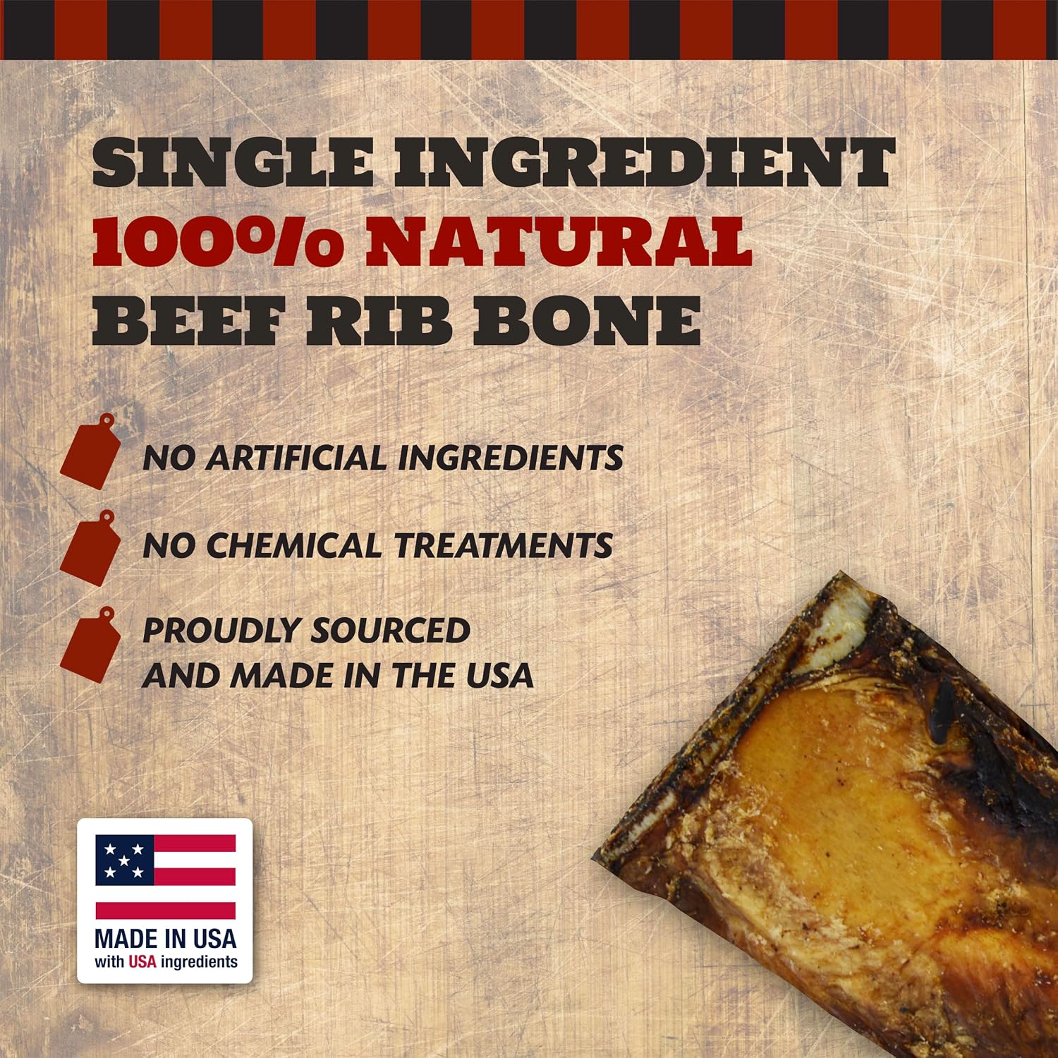 THE COUNTRY BUTCHER Rib Bones Small - 4" Beef Rib Bones, Natural Long-Lasting Chews for Small Breeds, Healthy Dental Chew for Puppies, Soft to Moderate Chewers, Chew Toy, Made in The USA, 12 Count