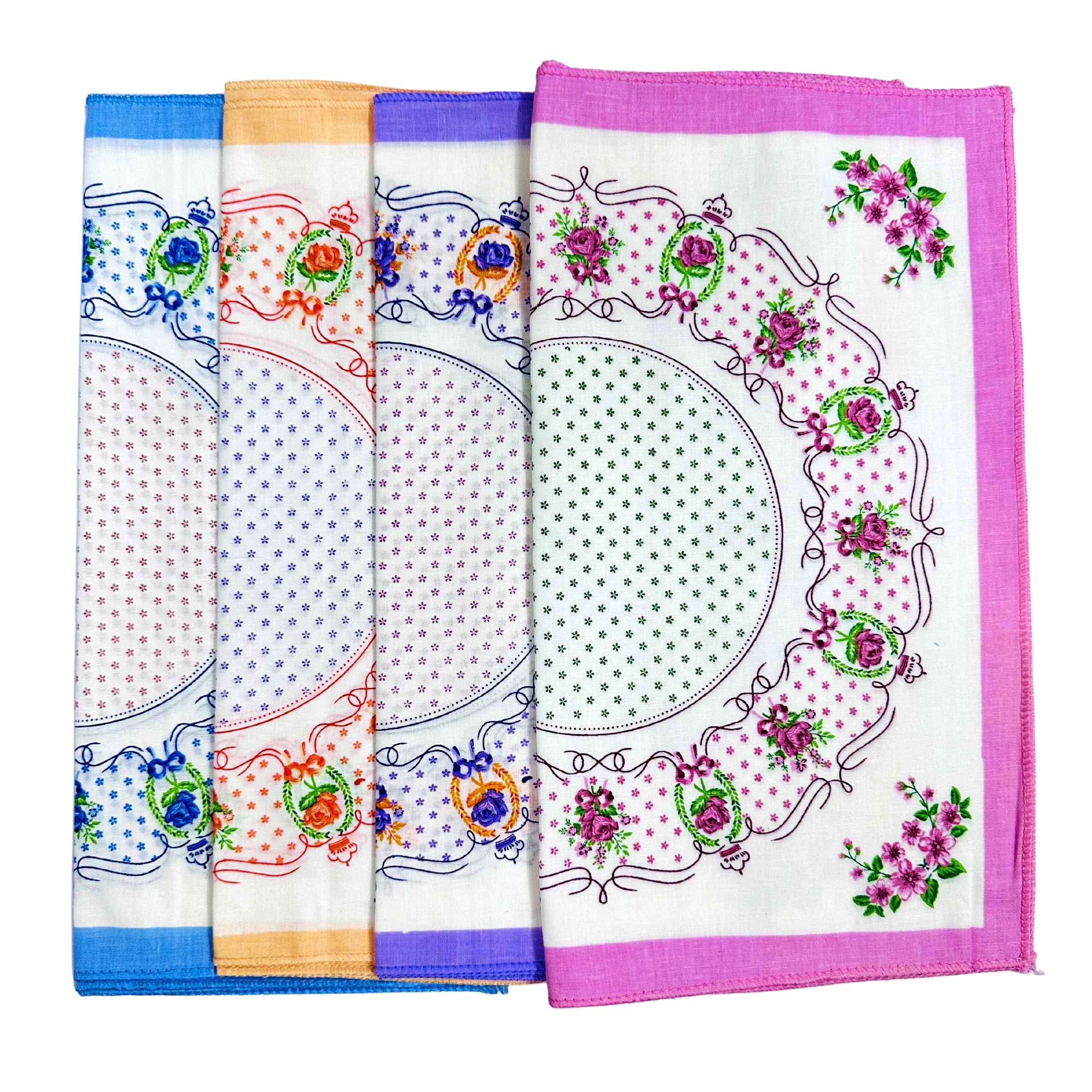 Royal MartPremium Cotton Handkerchiefs -13*13 Colorful Prints for Women/Girls (Pack of 06, Multicolor.
